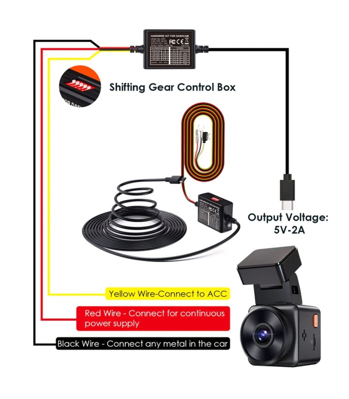 Vantrue VP01 - Hardwire Kit-Cavo per modalità parcheggio + protezione batteria