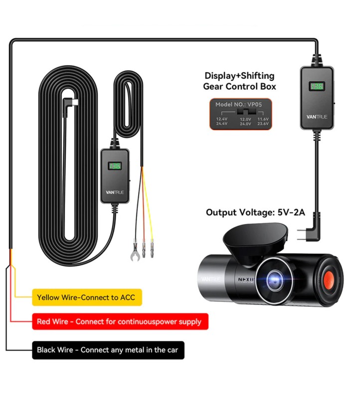 Vantrue VP05 - Hardwire Kit-Cavo per modalità parcheggio + protezione batteria