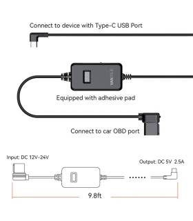 Vantrue VP04 - OBD Hardwire Kit-Cavo per modalità parcheggio + protezione batteria