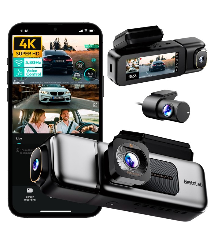 Botslab G980H - 3CH - 4K UHD+FullHD - ADAS TAXI DashCam multicanale