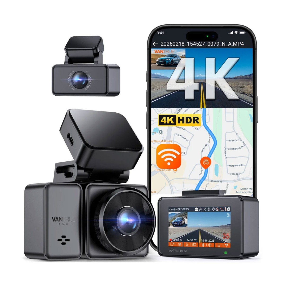 Vantrue E2 PRO - 2CH - 4K UHD + 2.5K DashCam - SectorCam.it