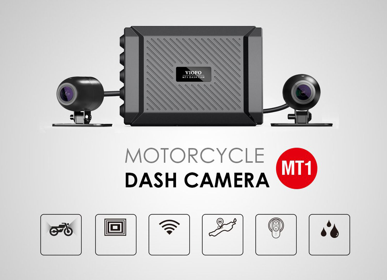 Videocamera per moto - Dash cam per doppia moto (anteriore + posteriore)  con protezione Full HD + WiFi + IP69